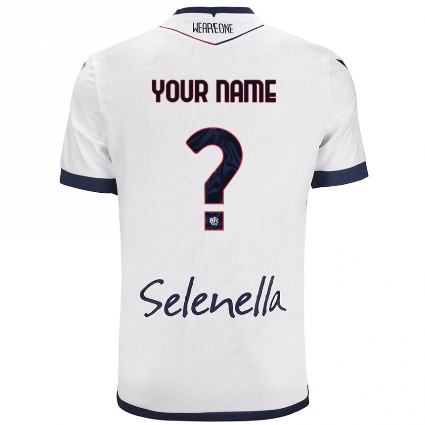 Men Football Your Name #0 White Royal Blue Away Jersey 2024/25 T-Shirt Uk