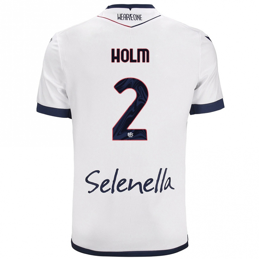 Men Football Emil Holm #2 White Royal Blue Away Jersey 2024/25 T-Shirt Uk