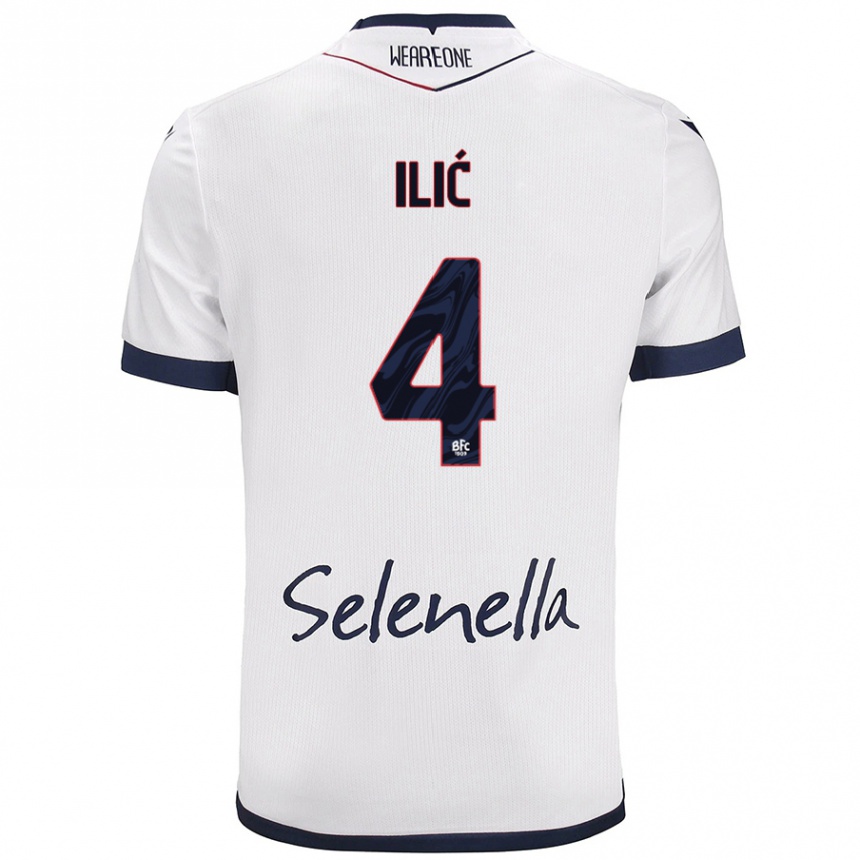 Men Football Mihajlo Ilić #4 White Royal Blue Away Jersey 2024/25 T-Shirt Uk