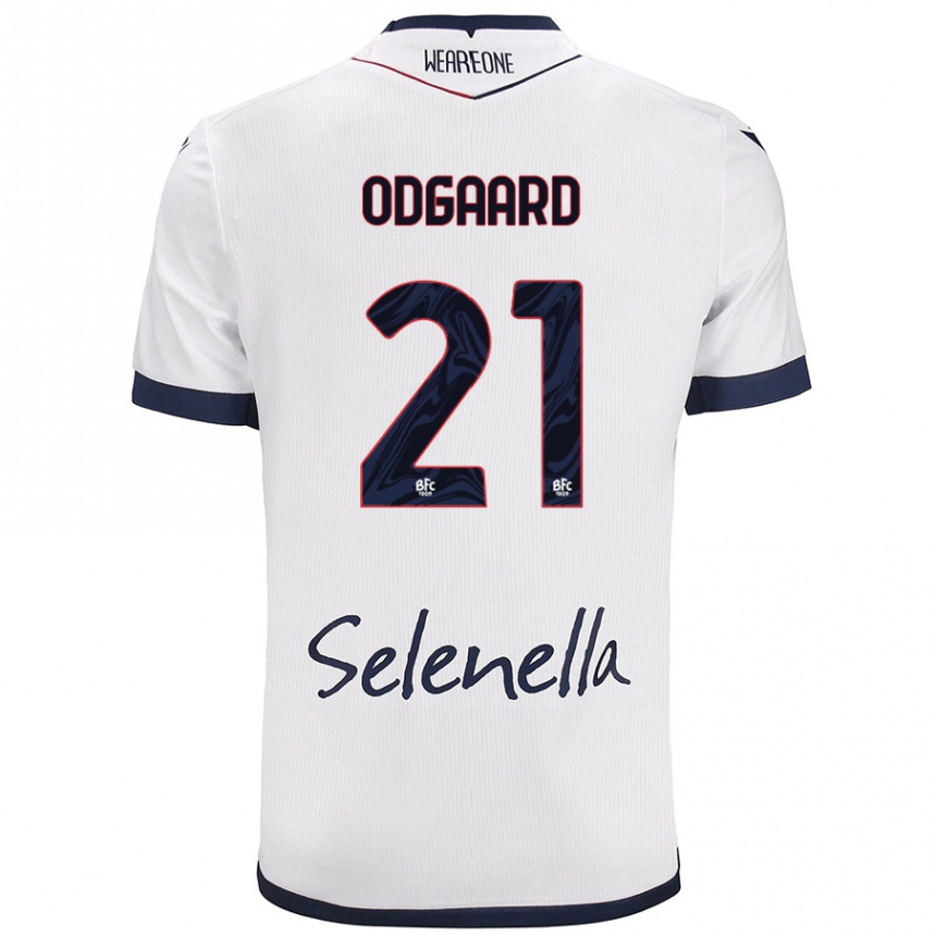 Men Football Jens Odgaard #21 White Royal Blue Away Jersey 2024/25 T-Shirt Uk