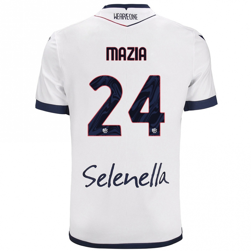 Men Football Andrea Mazia #24 White Royal Blue Away Jersey 2024/25 T-Shirt Uk