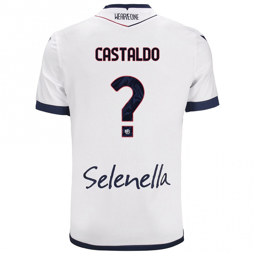 Men Football Francesco Castaldo #0 White Royal Blue Away Jersey 2024/25 T-Shirt Uk