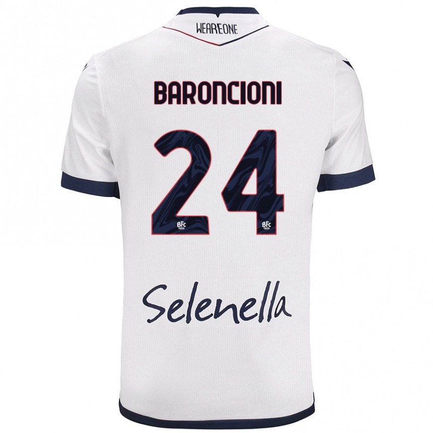 Men Football Davide Baroncioni #24 White Royal Blue Away Jersey 2024/25 T-Shirt Uk