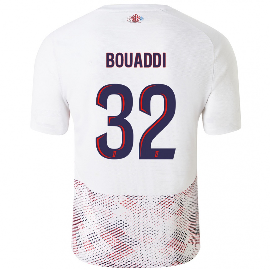 Men Football Ayyoub Bouaddi #32 White Royal Blue Away Jersey 2024/25 T-Shirt Uk