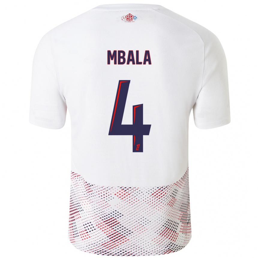 Men Football Olivia Mbala #4 White Royal Blue Away Jersey 2024/25 T-Shirt Uk