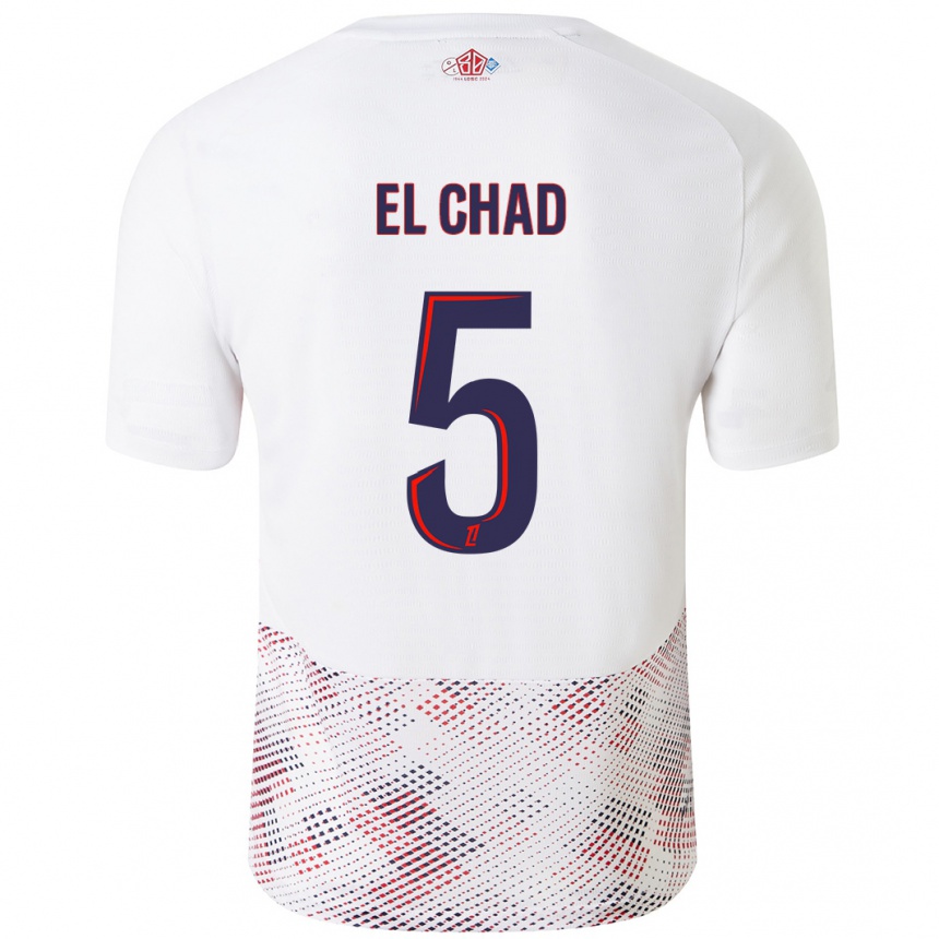 Men Football Nesryne El Chad #5 White Royal Blue Away Jersey 2024/25 T-Shirt Uk