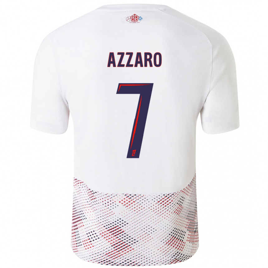 Men Football Lorena Azzaro #7 White Royal Blue Away Jersey 2024/25 T-Shirt Uk