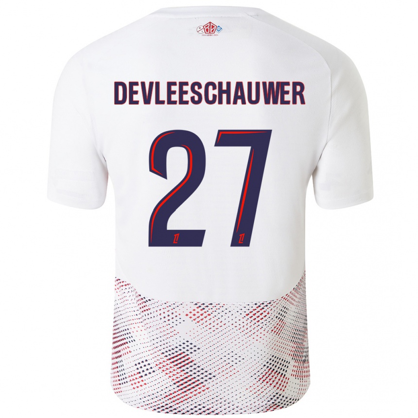 Men Football Gwenaëlle Devleeschauwer #27 White Royal Blue Away Jersey 2024/25 T-Shirt Uk