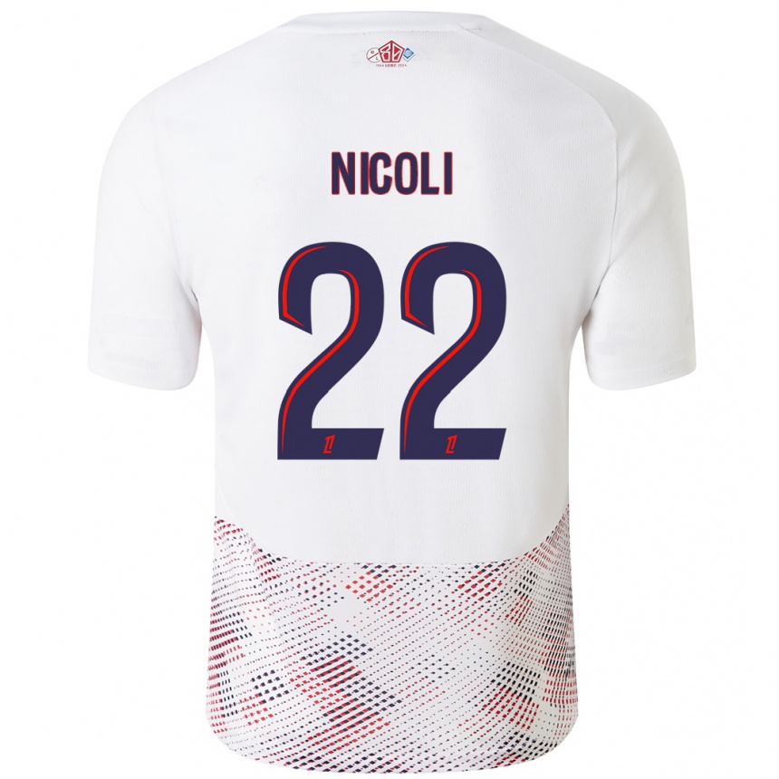 Men Football Morgane Nicoli #22 White Royal Blue Away Jersey 2024/25 T-Shirt Uk