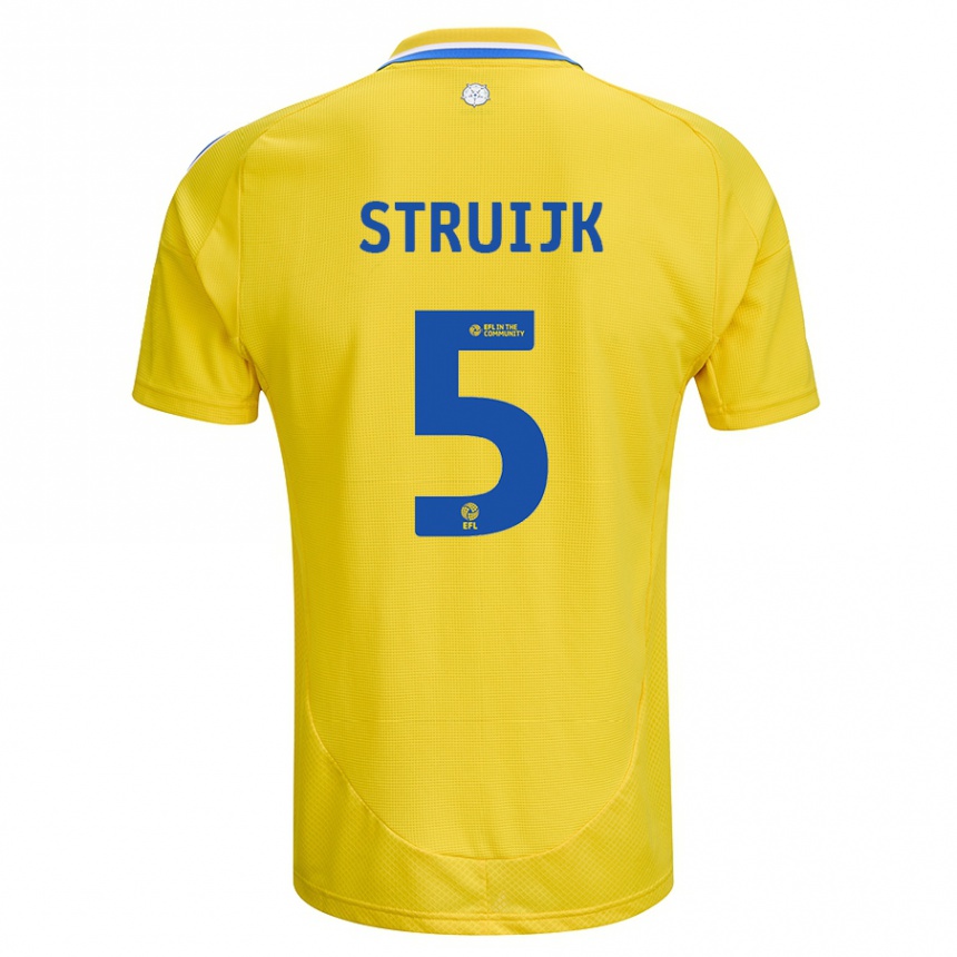 Men Football Pascal Struijk #5 Yellow Blue Away Jersey 2024/25 T-Shirt Uk