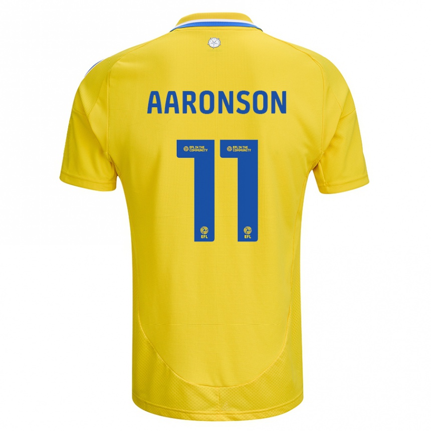 Men Football Brenden Aaronson #11 Yellow Blue Away Jersey 2024/25 T-Shirt Uk