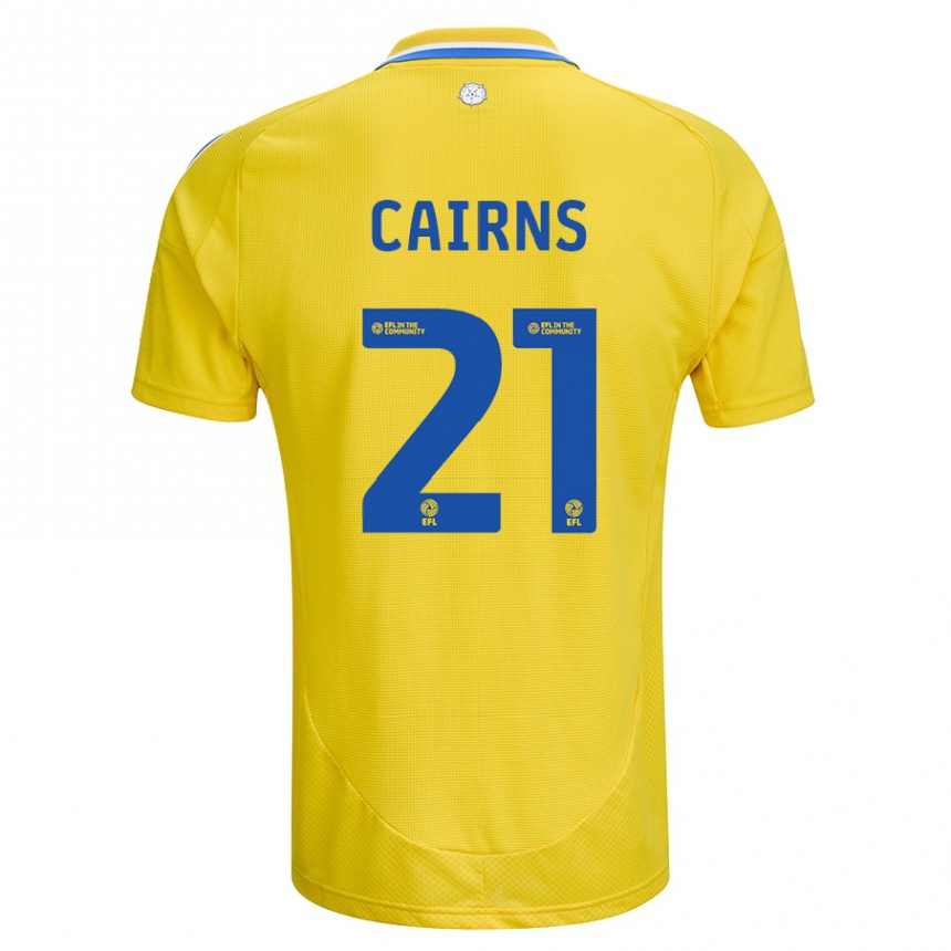 Men Football Alex Cairns #21 Yellow Blue Away Jersey 2024/25 T-Shirt Uk