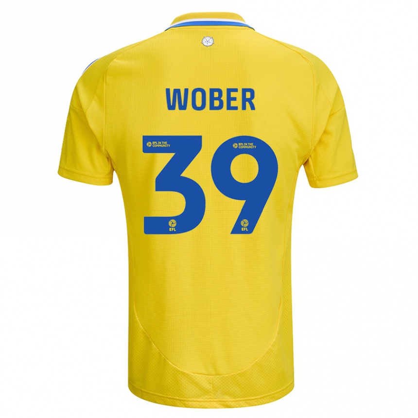 Men Football Maximilian Wöber #39 Yellow Blue Away Jersey 2024/25 T-Shirt Uk