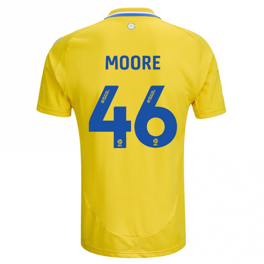 Men Football Kris Moore #46 Yellow Blue Away Jersey 2024/25 T-Shirt Uk