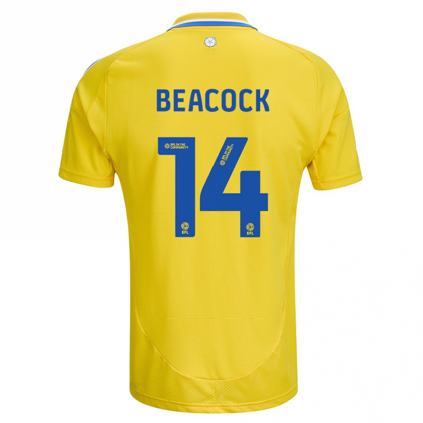 Men Football Molly Beacock #14 Yellow Blue Away Jersey 2024/25 T-Shirt Uk