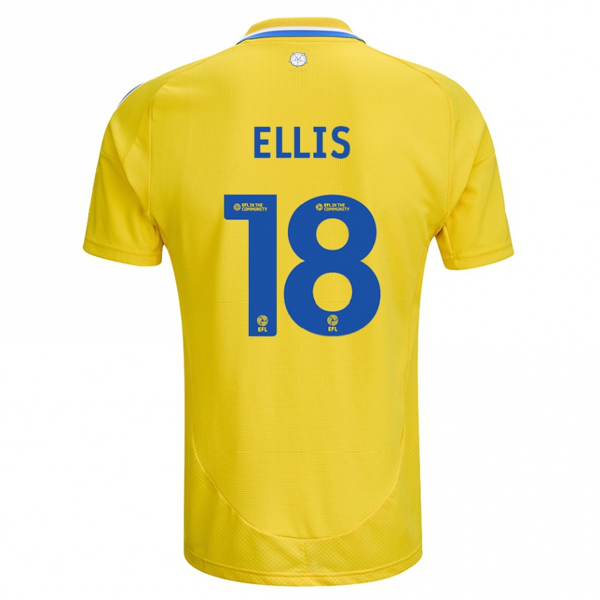 Men Football Macy Ellis #18 Yellow Blue Away Jersey 2024/25 T-Shirt Uk