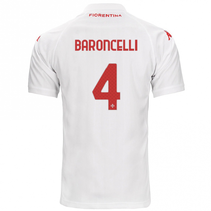 Men Football Leonardo Baroncelli #4 White Away Jersey 2024/25 T-Shirt Uk