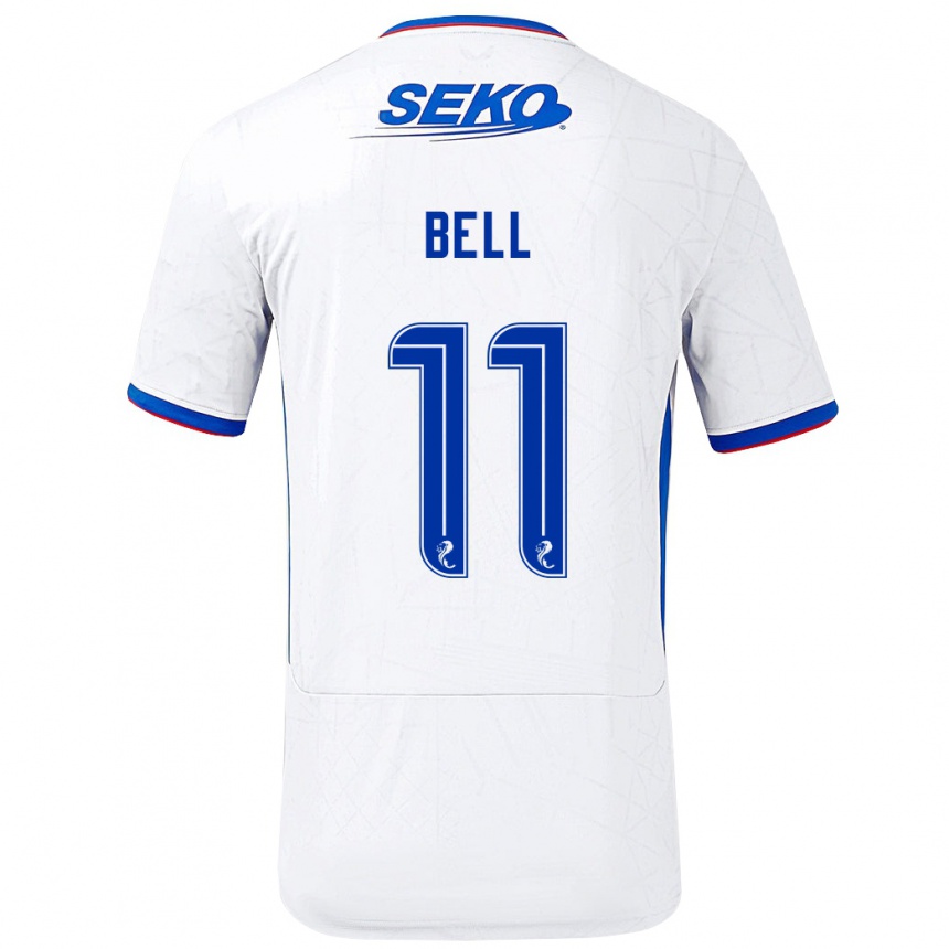 Men Football Megan Bell #11 White Blue Away Jersey 2024/25 T-Shirt Uk