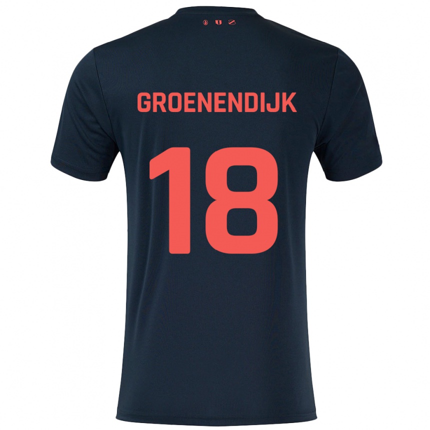 Men Football Tami Groenendijk #18 Black Red Away Jersey 2024/25 T-Shirt Uk