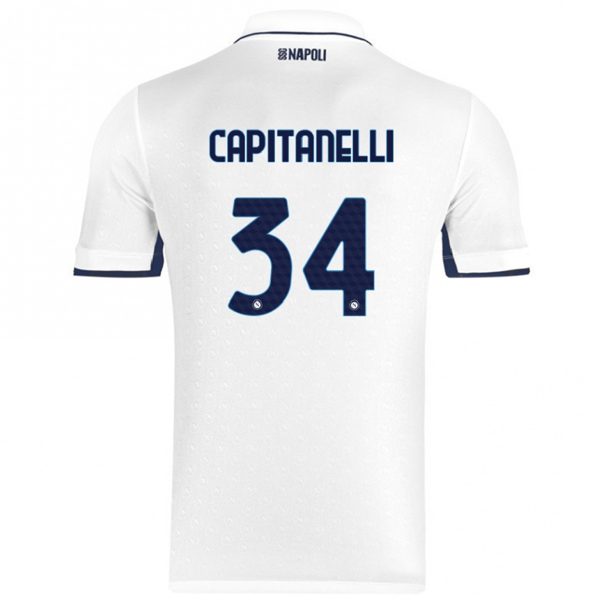 Men Football Ilaria Capitanelli #34 White Royal Blue Away Jersey 2024/25 T-Shirt Uk