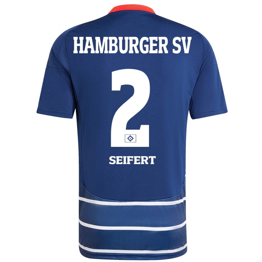 Men Football Luis Seifert #2 Dark Blue Away Jersey 2024/25 T-Shirt Uk