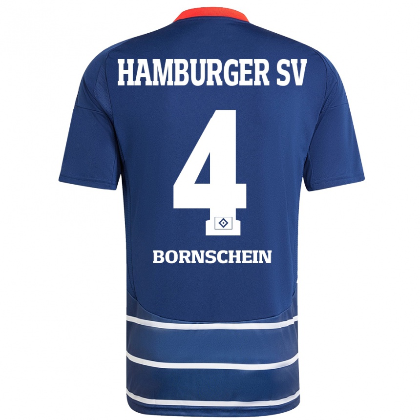 Men Football Lukas Bornschein #4 Dark Blue Away Jersey 2024/25 T-Shirt Uk