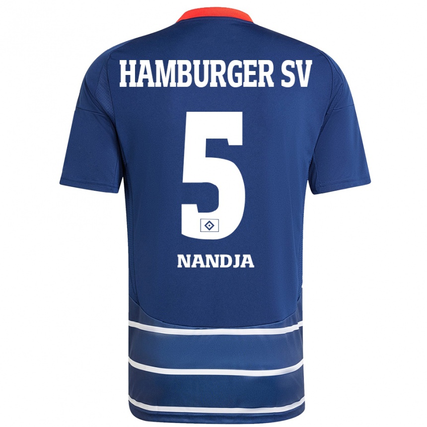 Men Football Shafiq Nandja #5 Dark Blue Away Jersey 2024/25 T-Shirt Uk