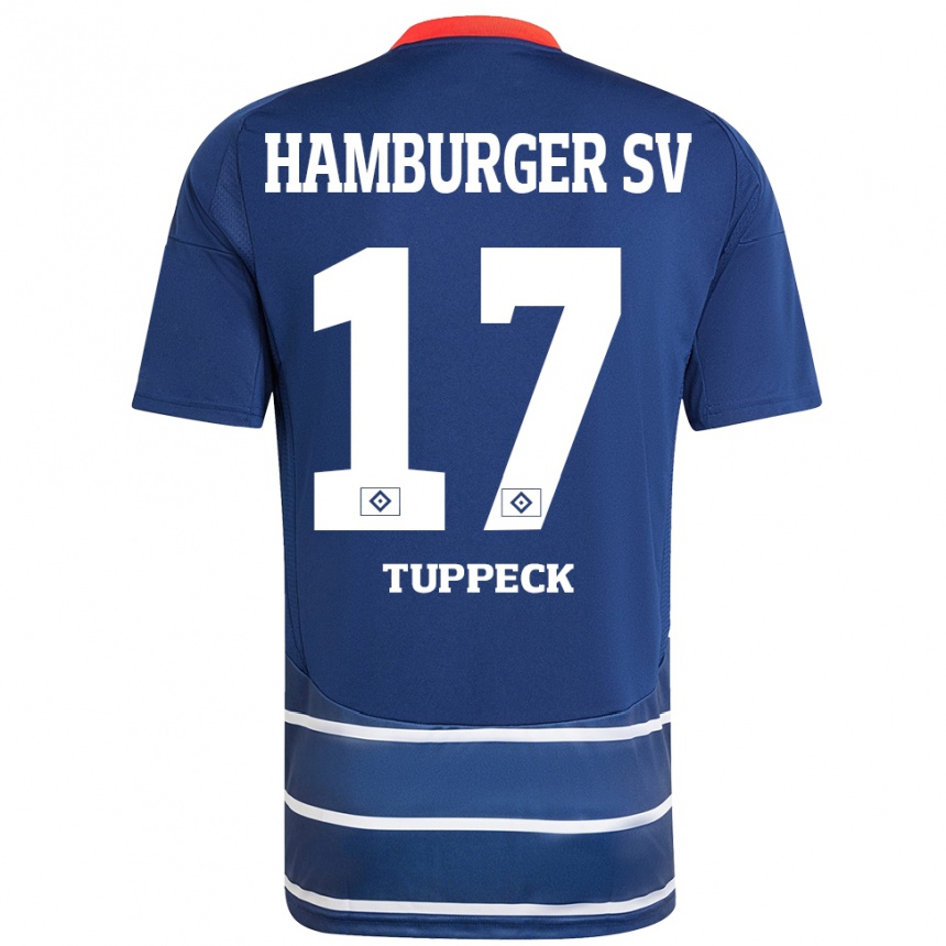 Men Football Niklas Tuppeck #17 Dark Blue Away Jersey 2024/25 T-Shirt Uk