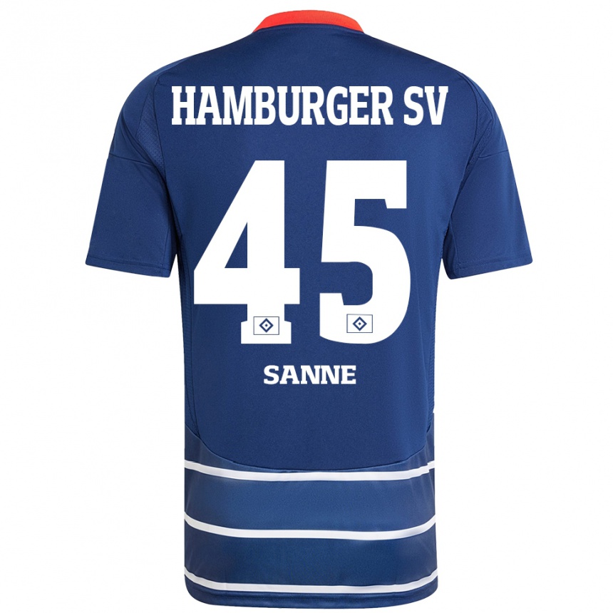 Men Football Tom Sanne #45 Dark Blue Away Jersey 2024/25 T-Shirt Uk