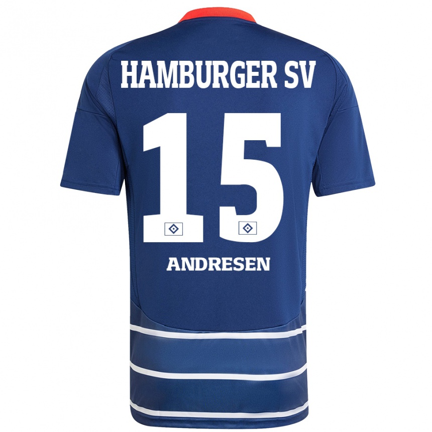 Men Football Bent Andresen #15 Dark Blue Away Jersey 2024/25 T-Shirt Uk