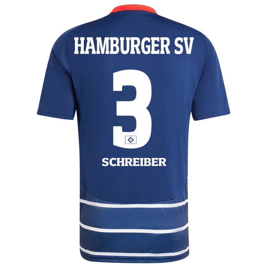 Men Football David Schreiber #3 Dark Blue Away Jersey 2024/25 T-Shirt Uk