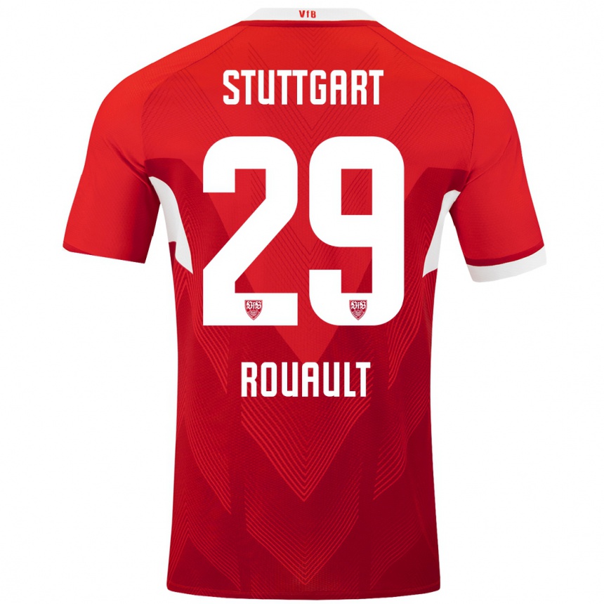 Men Football Anthony Rouault #29 Red White Away Jersey 2024/25 T-Shirt Uk