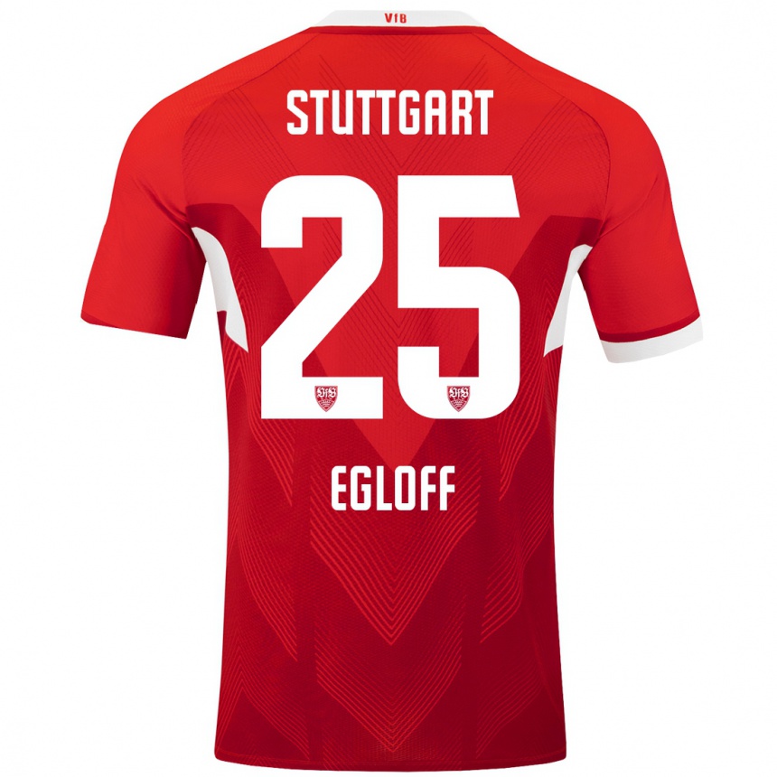 Men Football Lilian Egloff #25 Red White Away Jersey 2024/25 T-Shirt Uk