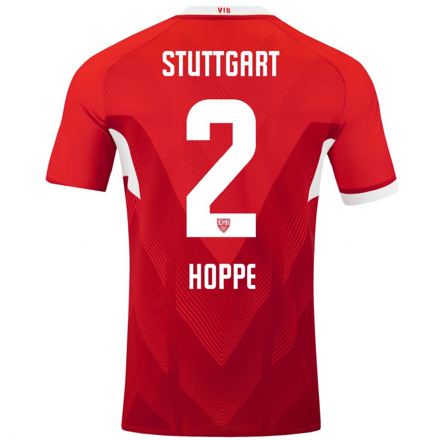 Men Football Mattis Hoppe #2 Red White Away Jersey 2024/25 T-Shirt Uk