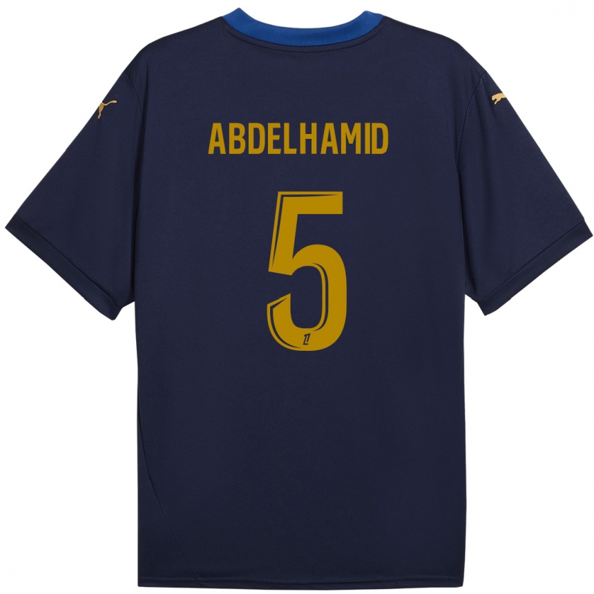 Men Football Yunis Abdelhamid #5 Navy Gold Away Jersey 2024/25 T-Shirt Uk