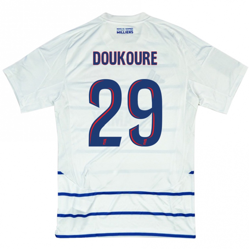 Men Football Ismaël Doukouré #29 White Blue Away Jersey 2024/25 T-Shirt Uk