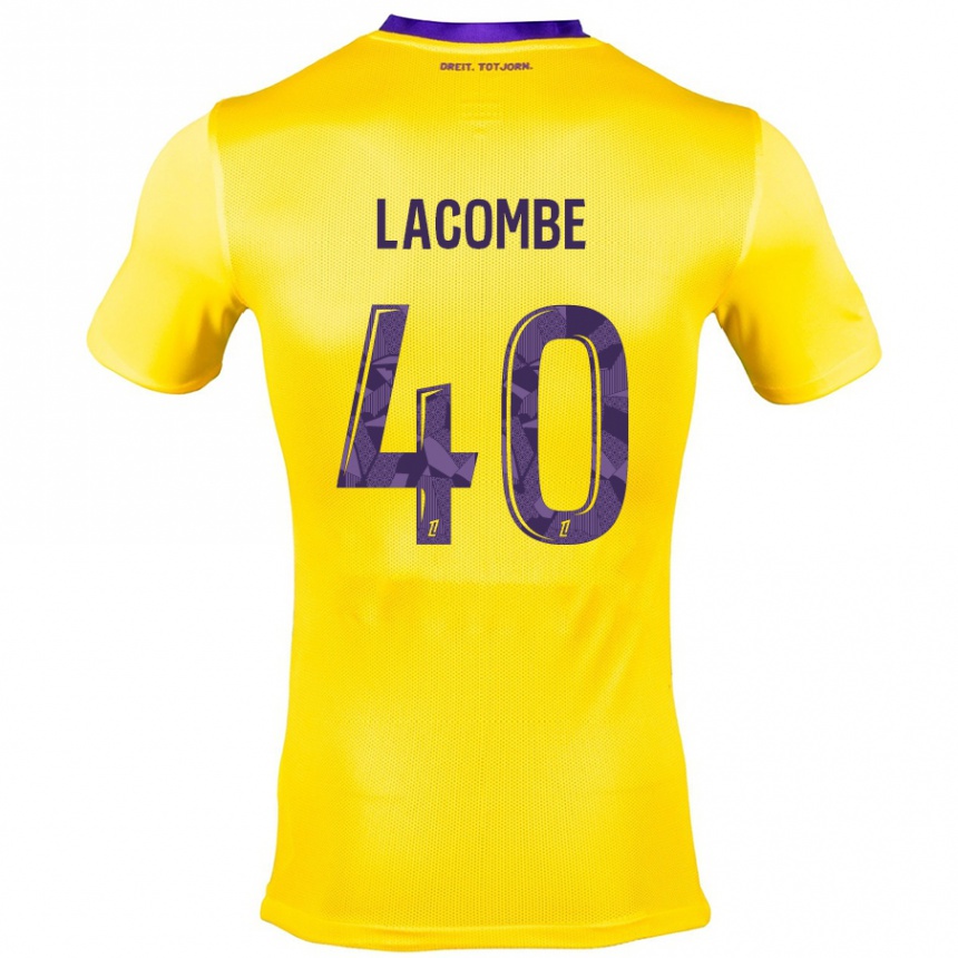 Men Football Justin Lacombe #40 Yellow Purple Away Jersey 2024/25 T-Shirt Uk