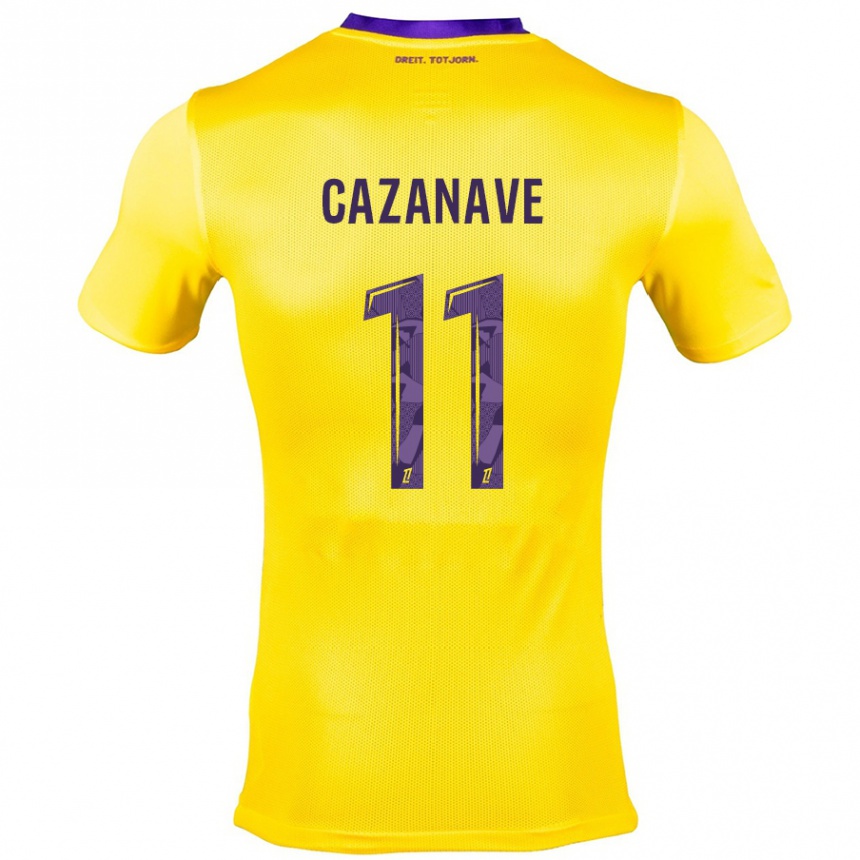 Men Football Julie Cazanave #11 Yellow Purple Away Jersey 2024/25 T-Shirt Uk