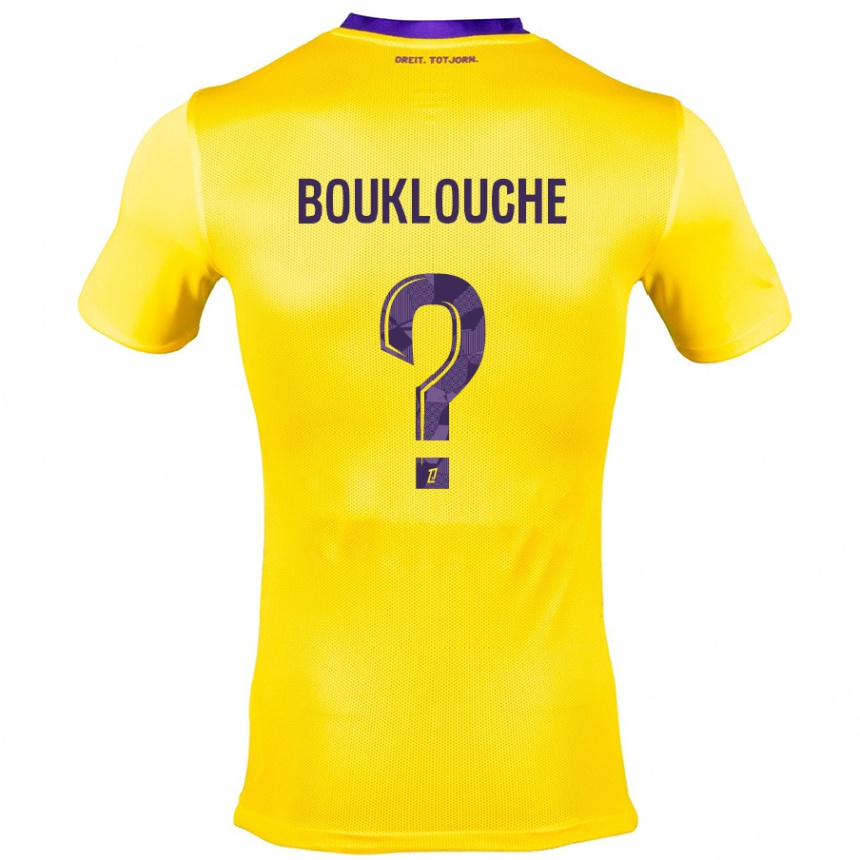 Men Football Kelyan Bouklouche #0 Yellow Purple Away Jersey 2024/25 T-Shirt Uk