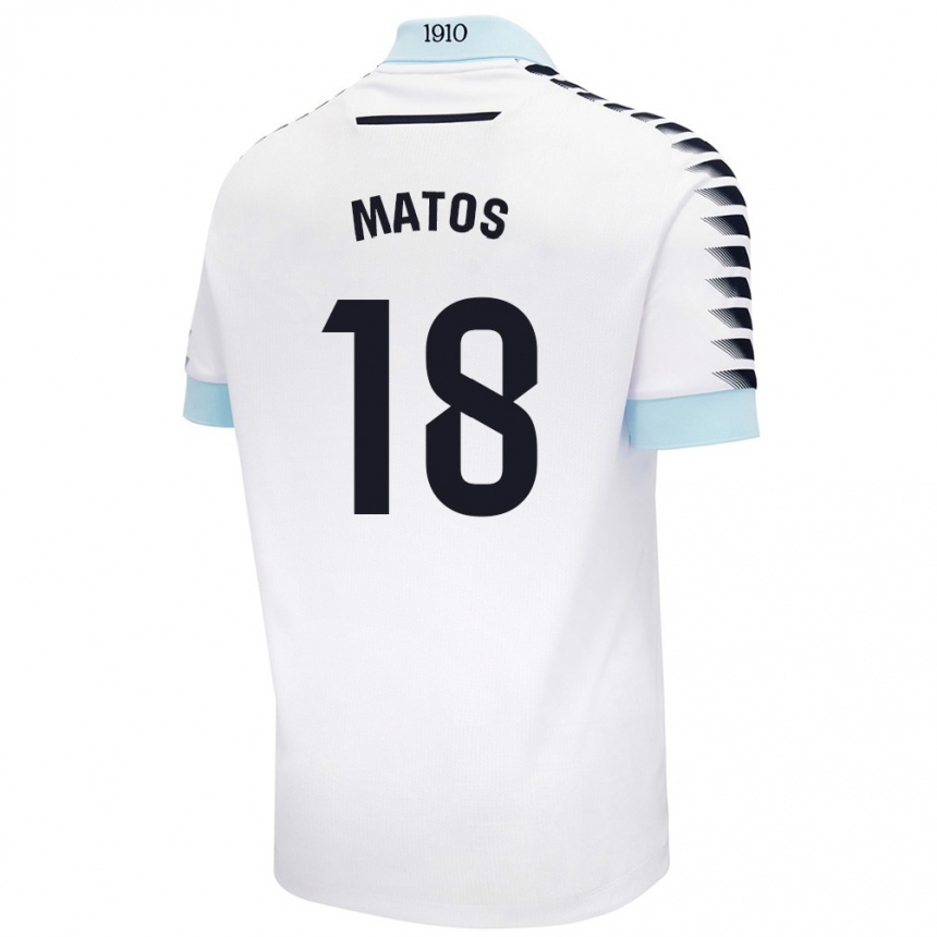 Men Football José Matos #18 White Blue Away Jersey 2024/25 T-Shirt Uk