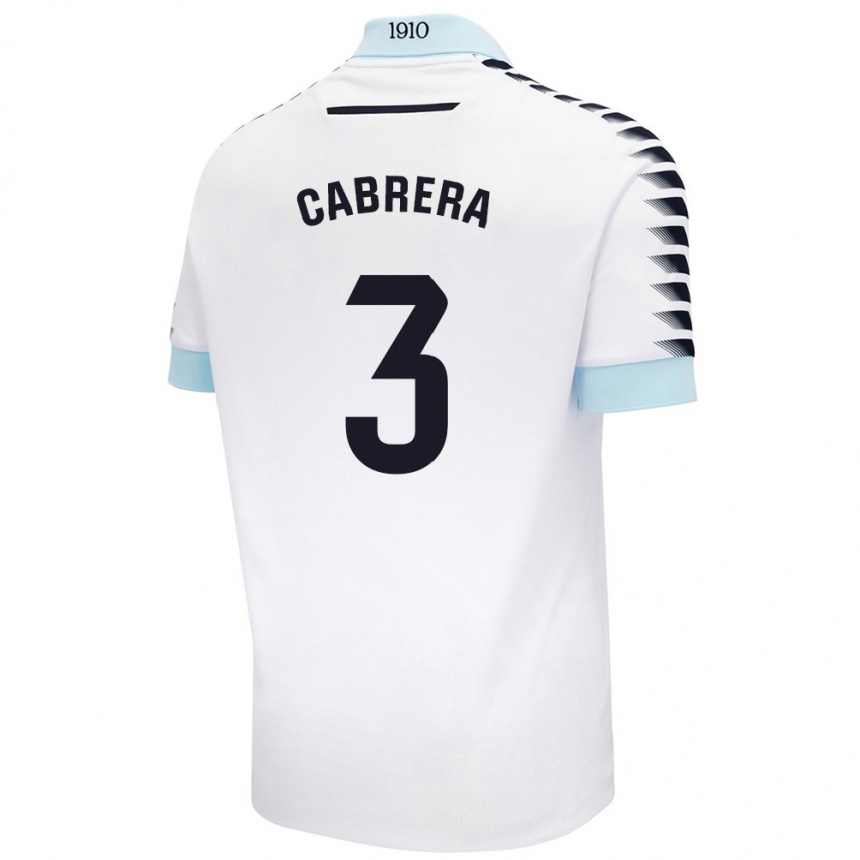 Men Football Julio Cabrera #3 White Blue Away Jersey 2024/25 T-Shirt Uk