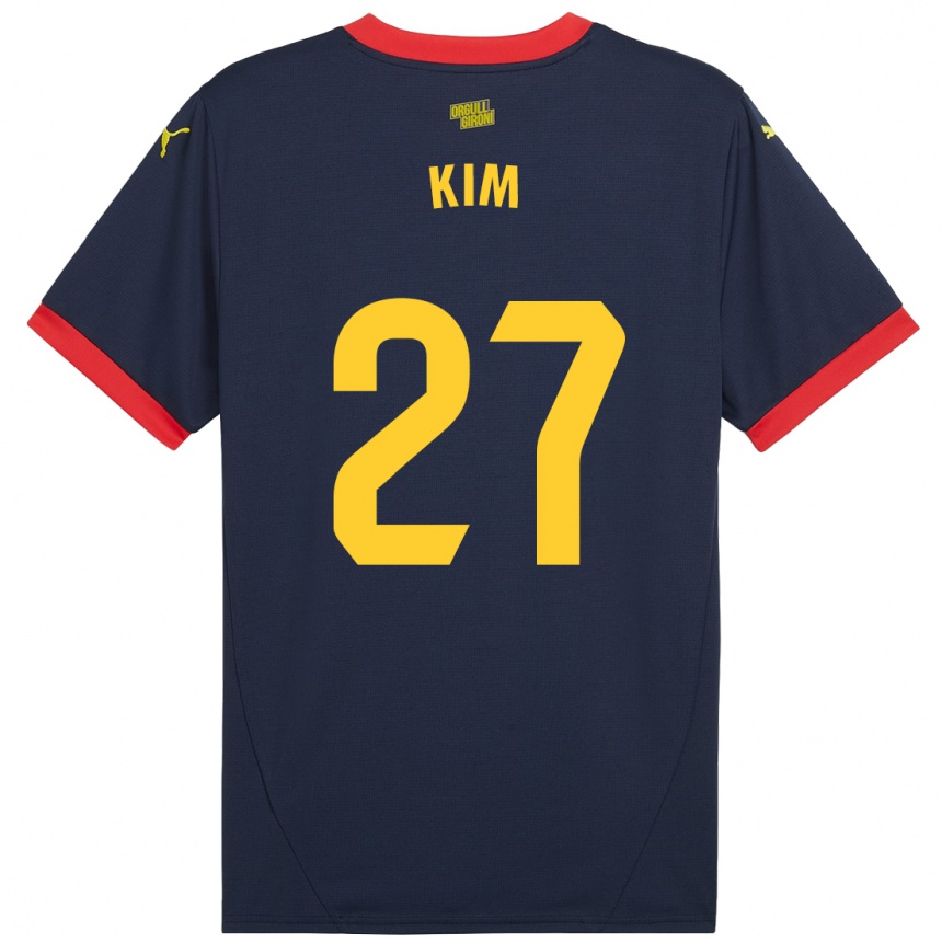 Men Football Min-Su Kim #27 Navy Red Away Jersey 2024/25 T-Shirt Uk