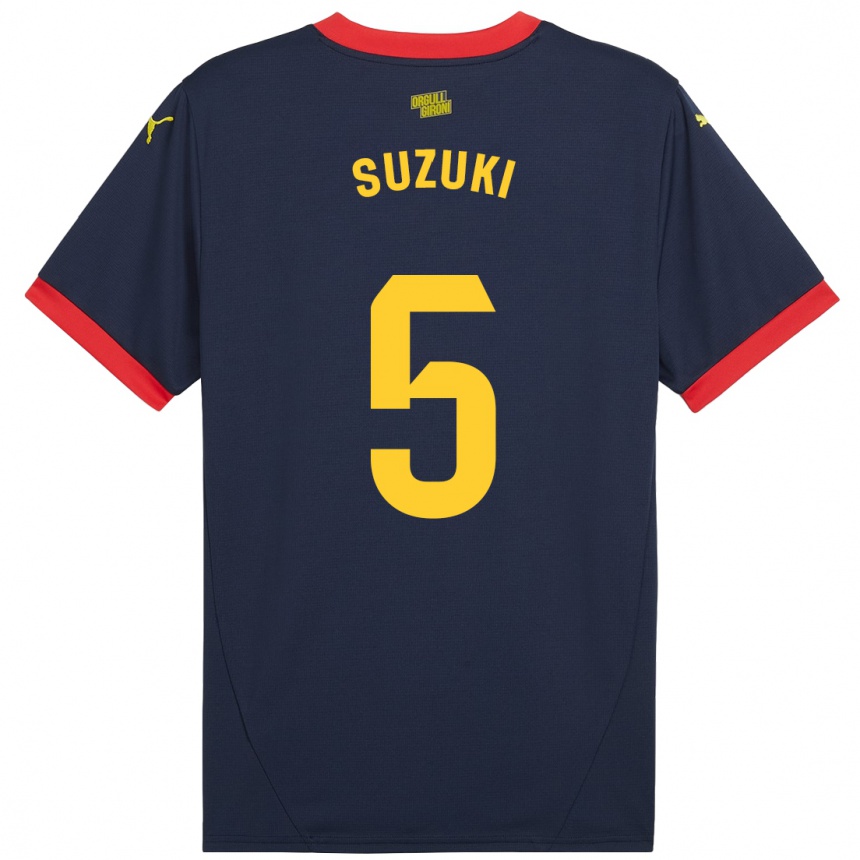 Men Football Wadi Ibrahim Suzuki #5 Navy Red Away Jersey 2024/25 T-Shirt Uk