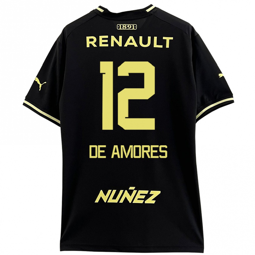 Men Football Guillermo De Amores #12 Black Yellow Away Jersey 2024/25 T-Shirt Uk