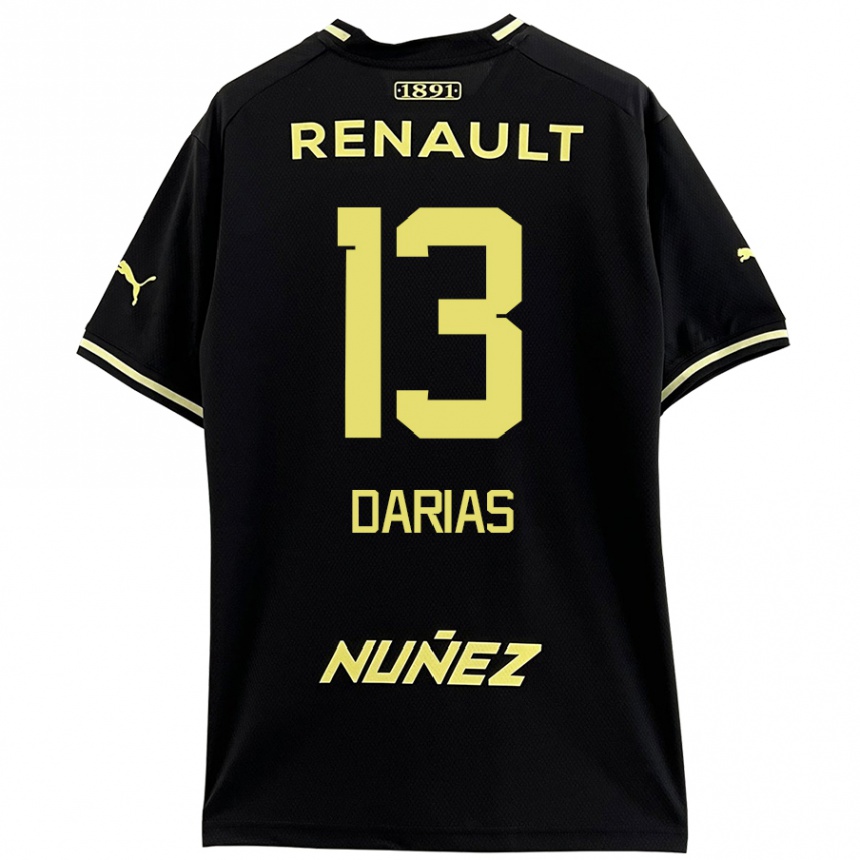 Men Football Eduardo Darias #13 Black Yellow Away Jersey 2024/25 T-Shirt Uk