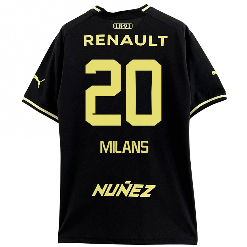 Men Football Pedro Milans #20 Black Yellow Away Jersey 2024/25 T-Shirt Uk