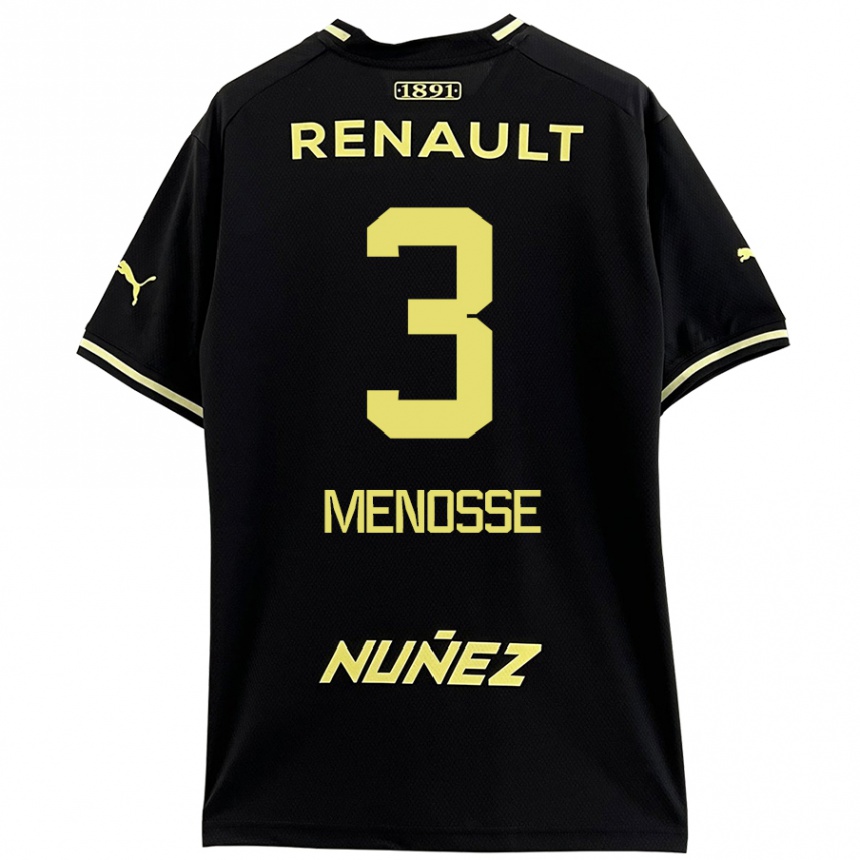 Men Football Hernán Menosse #3 Black Yellow Away Jersey 2024/25 T-Shirt Uk