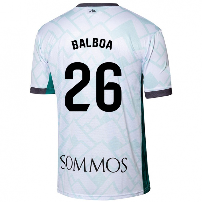 Men Football Álex Balboa #26 White Green Away Jersey 2024/25 T-Shirt Uk