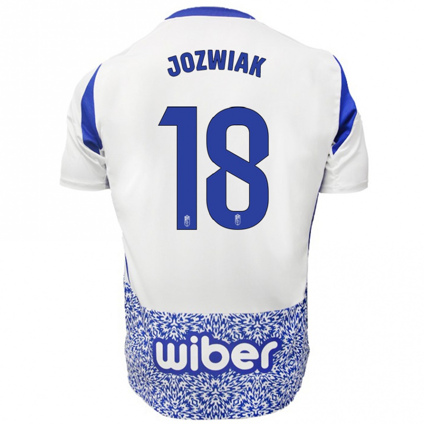 Men Football Kamil Józwiak #18 White Blue Away Jersey 2024/25 T-Shirt Uk