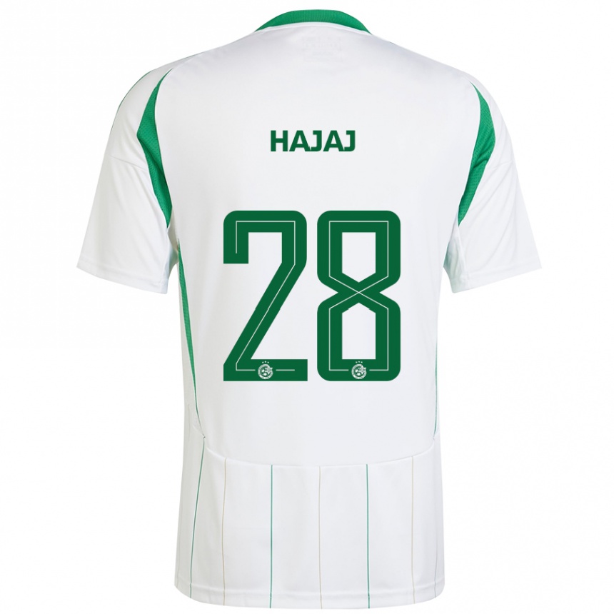 Men Football Ilay Hajaj #28 White Green Away Jersey 2024/25 T-Shirt Uk